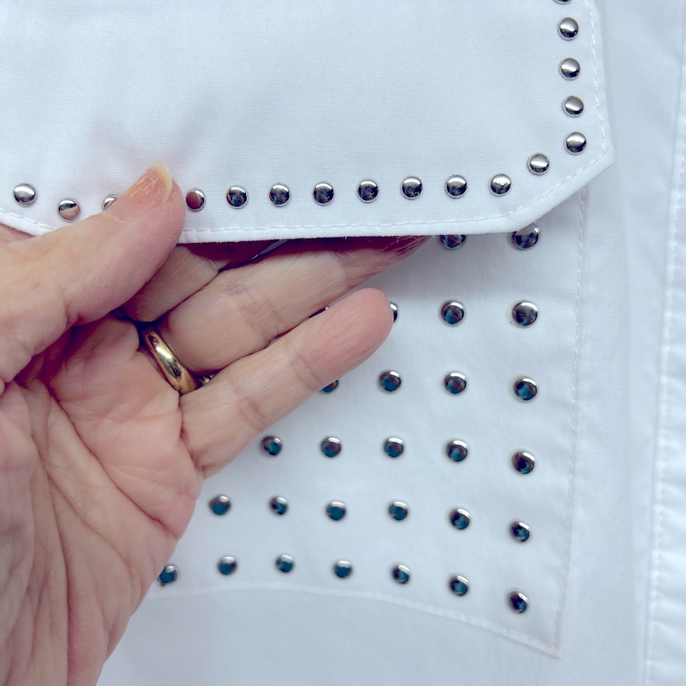 Ny Collection White Long Sleeve Blouse size L - Picture 3 of 7